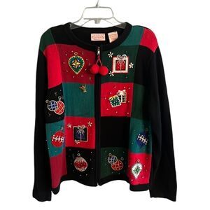 Vintage Women’s Large Christmas Holiday themed cardigan sweater